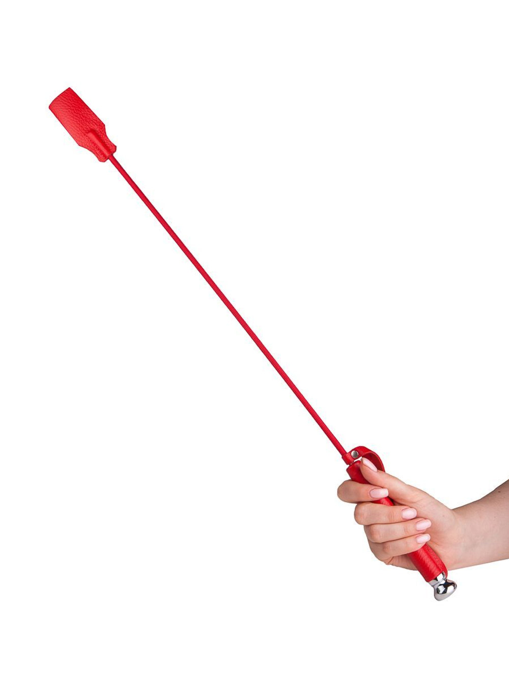 Красный стек с кожаной ручкой - 70 см. (Цвет: красный)