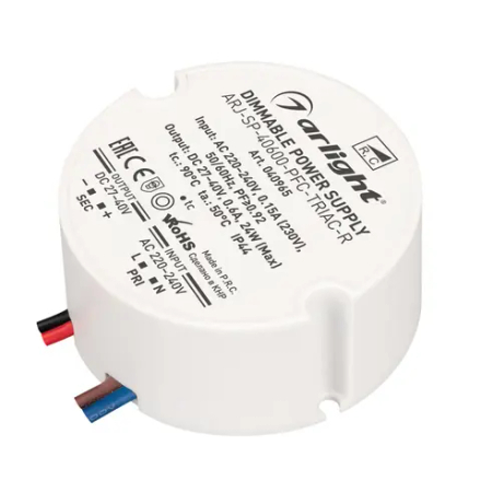 Блок питания ARJ-SP-40600-PFC-TRIAC-R (24W, 27-40V, 600mA) (Arlight, IP44 Пластик, 5 лет) 040965