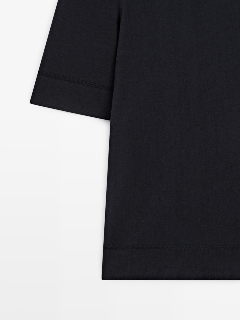 Massimo Dutti Футболка из смесовой хлопковой ткани, темно-синий