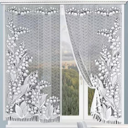 Занавеска "ФМ. ТАНЕЦ ЛАНДЫШЕЙ" модель 435 рис. 2-15-16, на шторной ленте, цвет белый, Россия.