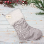 Носок новогодний «Снежинка» 46*22 см, серый