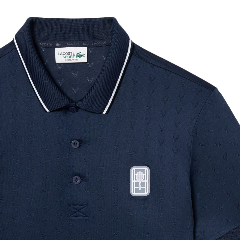 Мужское теннисное поло Lacoste Ultra Dry Heritage Tennis - navy blue