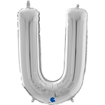 Шар фольгированный Буква U 66 см (Серебряный)