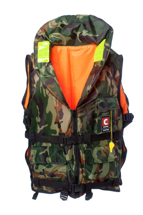 Жилет Comfort Hunter спасательный 2-х сторон. с подгол.и свистком 80-120 кг (сертиф.)