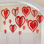 Декор-комплект подвесной «Сердца» 3D, в красном цвете, 16 шт
