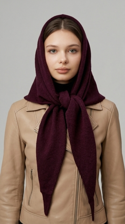 Оренбургский платок-косынка К501-21 слива