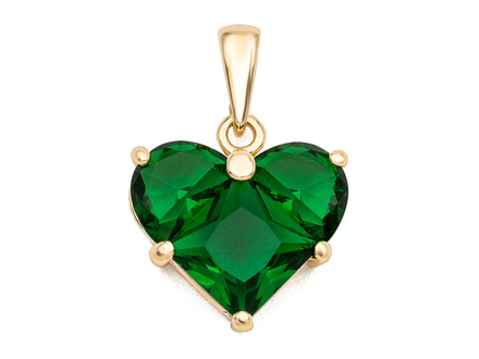 Подвеска Сердце с зеленым кристаллом