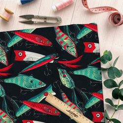 Ткань шелк Армани абстрактные рыбы