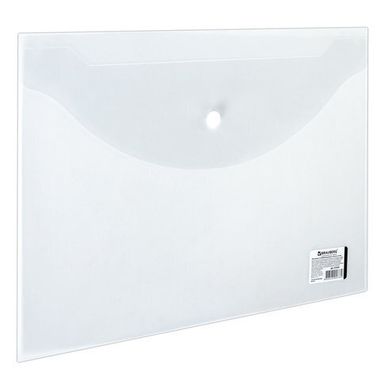 Папка на кнопке А4 (BRAUBERG) прозрачная, 100 л., 0,15мм 221638
