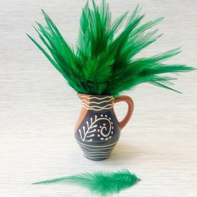 Перья петуха зелёные 10 - 15 см. 20 шт.