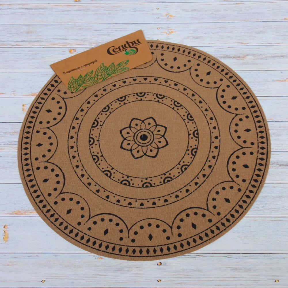 Салфетка на стол 38см плетеная «Афина» черные цветы