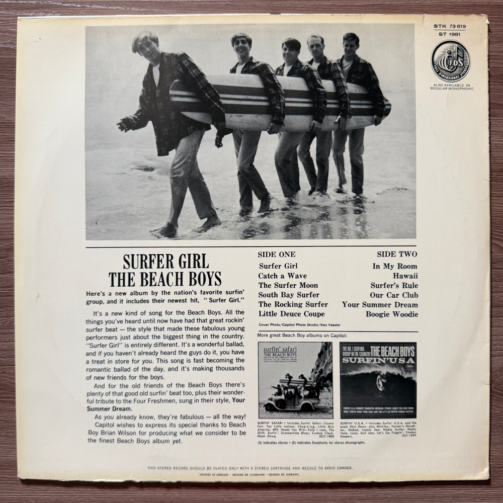 The Beach Boys ‎– Surfer Girl (Германия 1966г.) Т