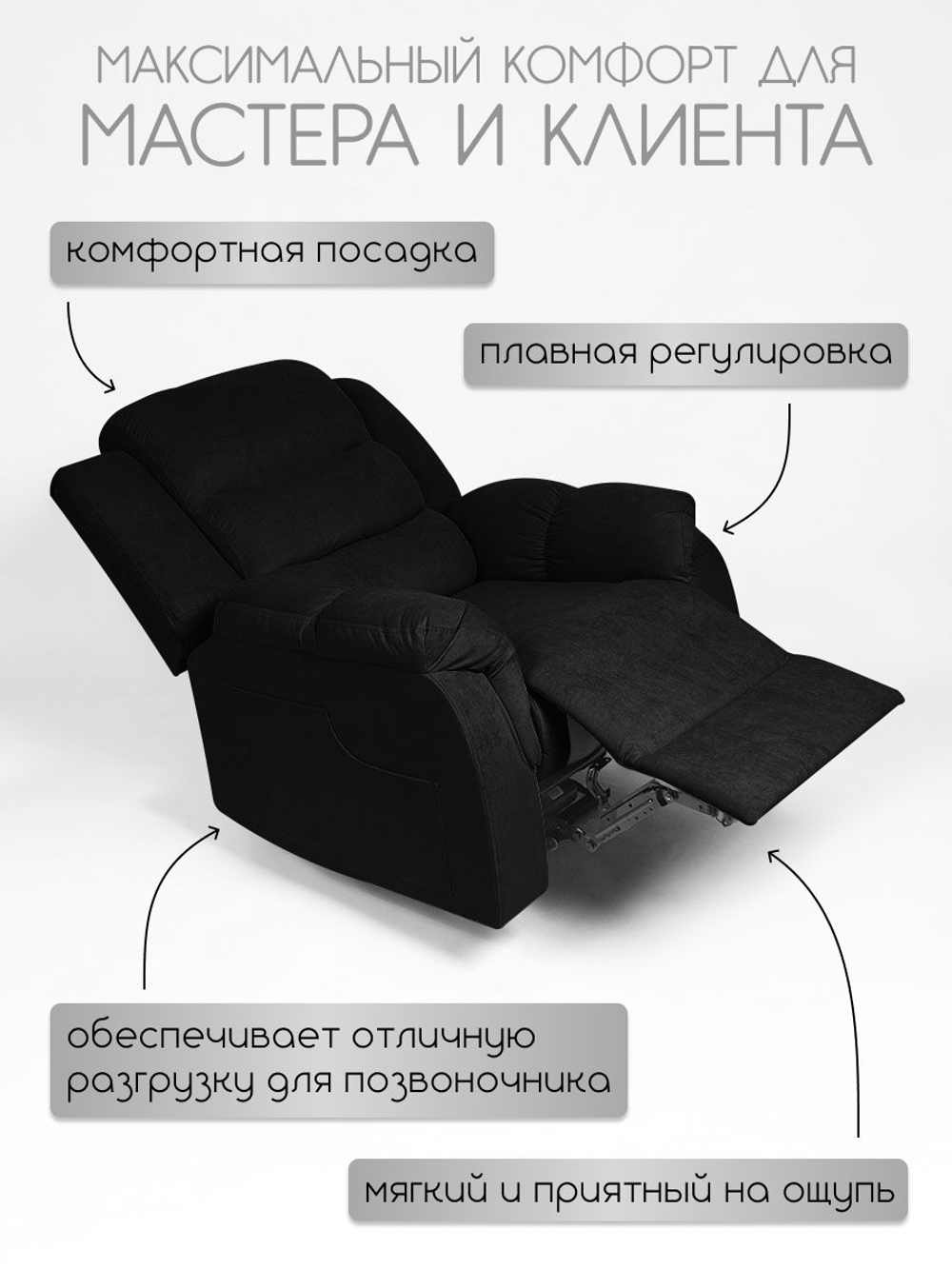 Кресло реклайнер велюр электрическое (1 мотор и 2 мотора)