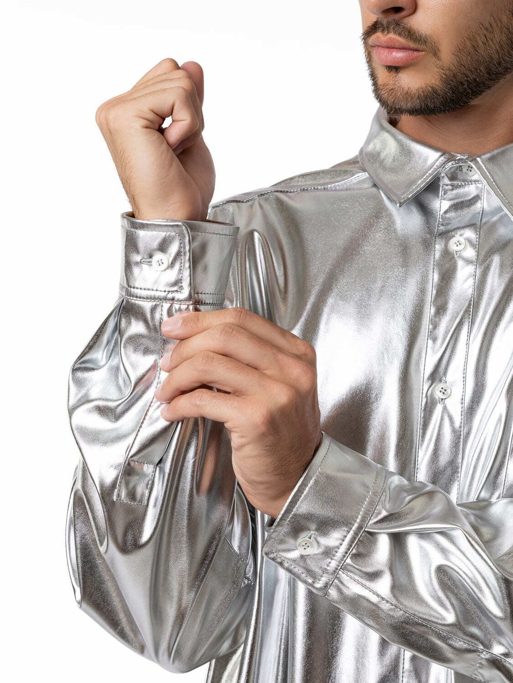 Рубашка Dryg эко-кожа серебро