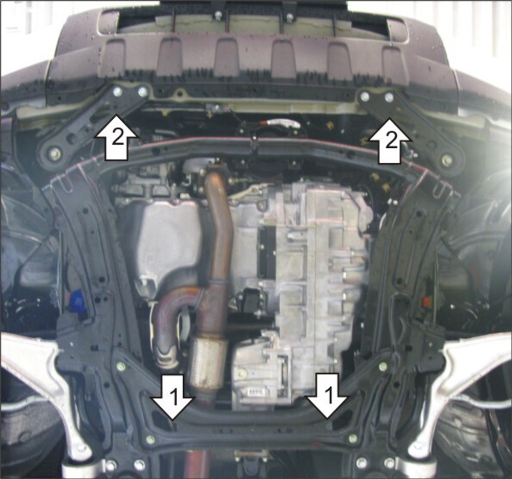 Защита картера двигателя, КПП (2 мм, сталь) для Honda Pilot 2008-2015, Acura MDX 2006-2009 Motodor.00823