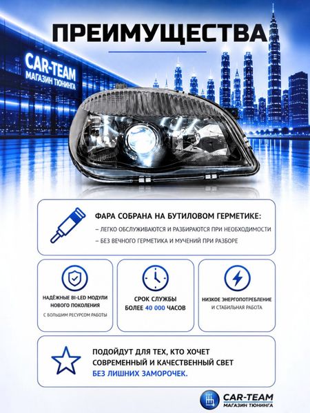 Фары на Шевроле Нива 2123 передние нового образца с Bi LED модулями 3.0 дюйма, черная маска лакированная