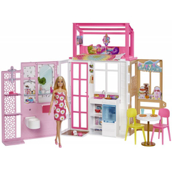 Барби - Компактный кукольный домик с аксессуарами Portable + Doll HCD48
