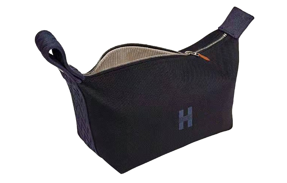 HERMES Bride a Brac Canvas Lunch Bag, Canvas Bag, Storage Bag, X Toiletry Bag Small Unisex Black/Midnight Blue
