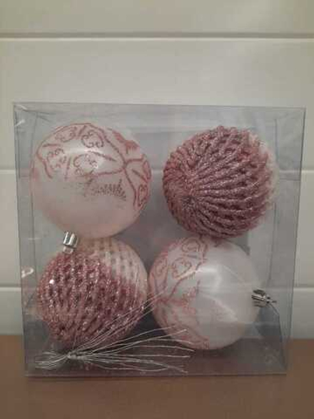 Набор шаров 4шт 8см белый+нежно-розовый, SYQB2-0123088