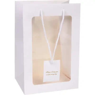 Пакет для цветов и подарков «Шарм» 20*15*30 см, белый