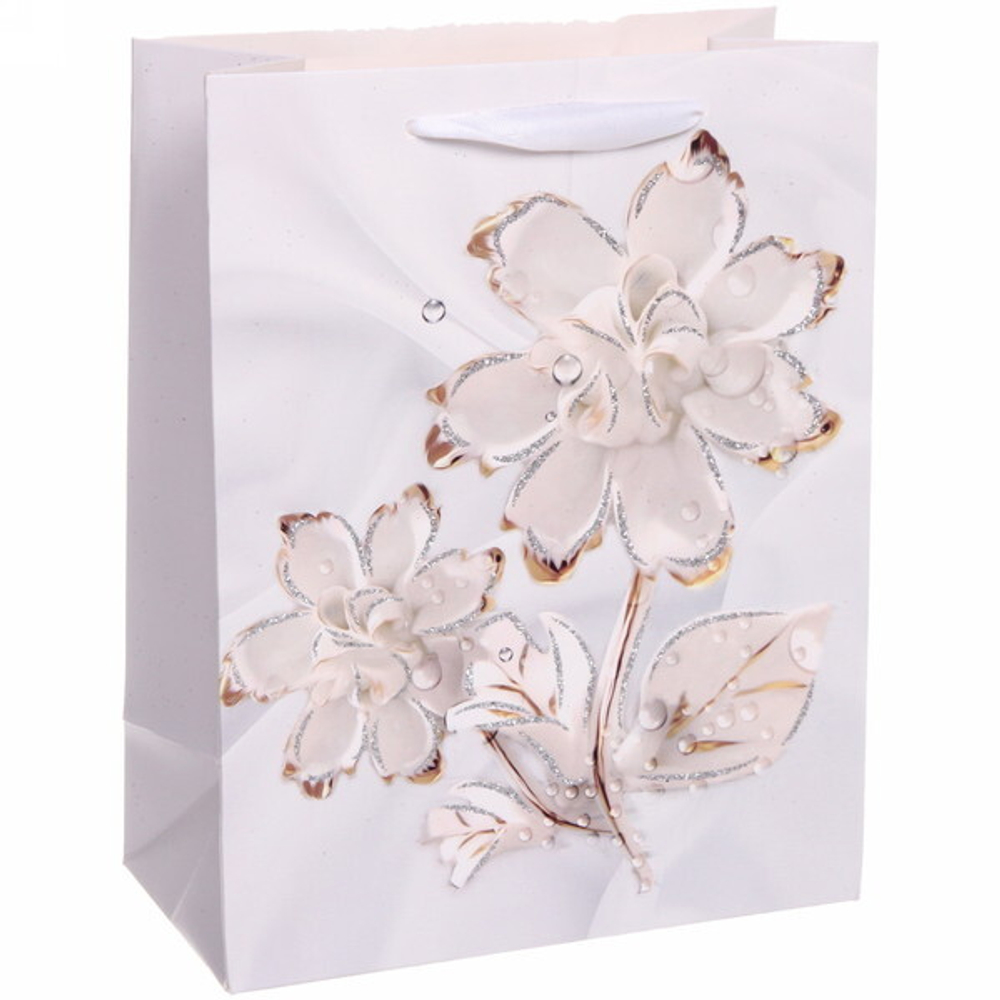 Пакет подарочный «Цветочные украшения» 26*32*12 см