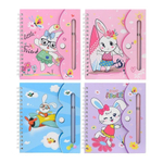 Блокнот детский Basir, с ручкой, на липучке, формат А6, серия "Зайчики", переплет 7БЦ, 15*13 см, 48 листов, ассорти