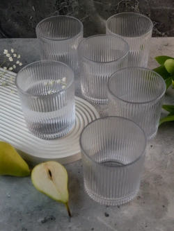 Набор ребристых бокалов для виски, 350 мл. 6 шт. Прозрачные