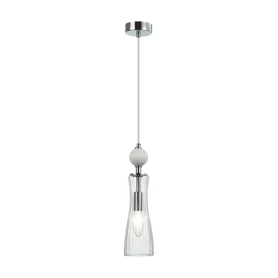 8268/1A NEOCLASSI хром/белый/прозрачный,  металл/керамика/стекло Подвес Е14 1*40W 220V EMILY