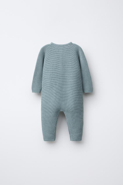 ZARA ВЯЗАНЫЙ КОМБИНЕЗОН LINKS, ЗЕЛЕНОВАТО-СИНИЙ