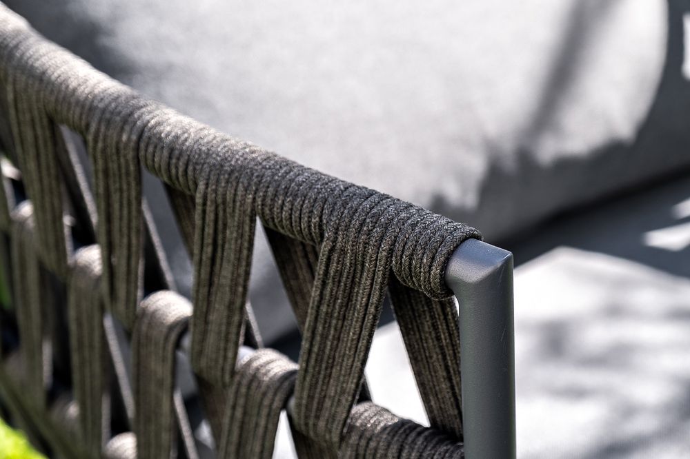 "Диего" лаунж-зона 4-местная плетеная из роупа (веревки), каркас алюминиевый темно-серый, роуп темно-серый