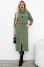Платье трикотажное с разрезом (полынь) Р11-2008/3 Nikol
