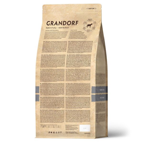 Уценка! Повр. упак. / Сухой корм Grandorf CAT Rabbit&Turkey STERILISED для стерилизованных кошек, кролик с индейкой