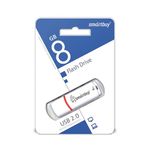 Флеш-диск 8 GB, SMARTBUY Crown, USB 2.0, белый, SB8GBCRW-W