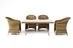 "Латте–140 R" обеденная группа плетеная, цвет соломенный