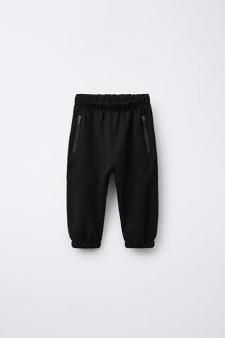 ZARA ДЖОГГЕРЫ INTERLOCK С ЛОГОТИПОМ, ЧЕРНЫЙ