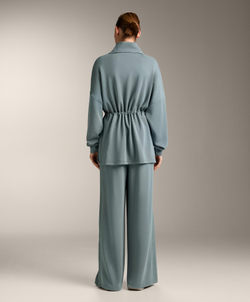 OYSHO Брюки прямого кроя с ребристой отделкой и модала, серо-синий