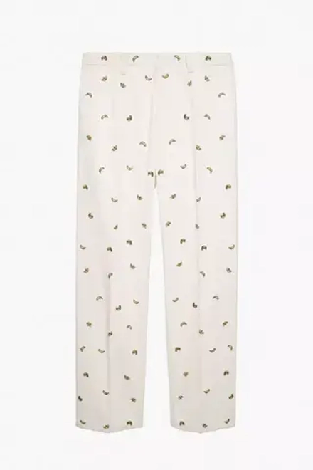 ZARA X STEFANO PILATI ДЖИНСЫ С ВЫШИВКОЙ, БЕЛЫЙ