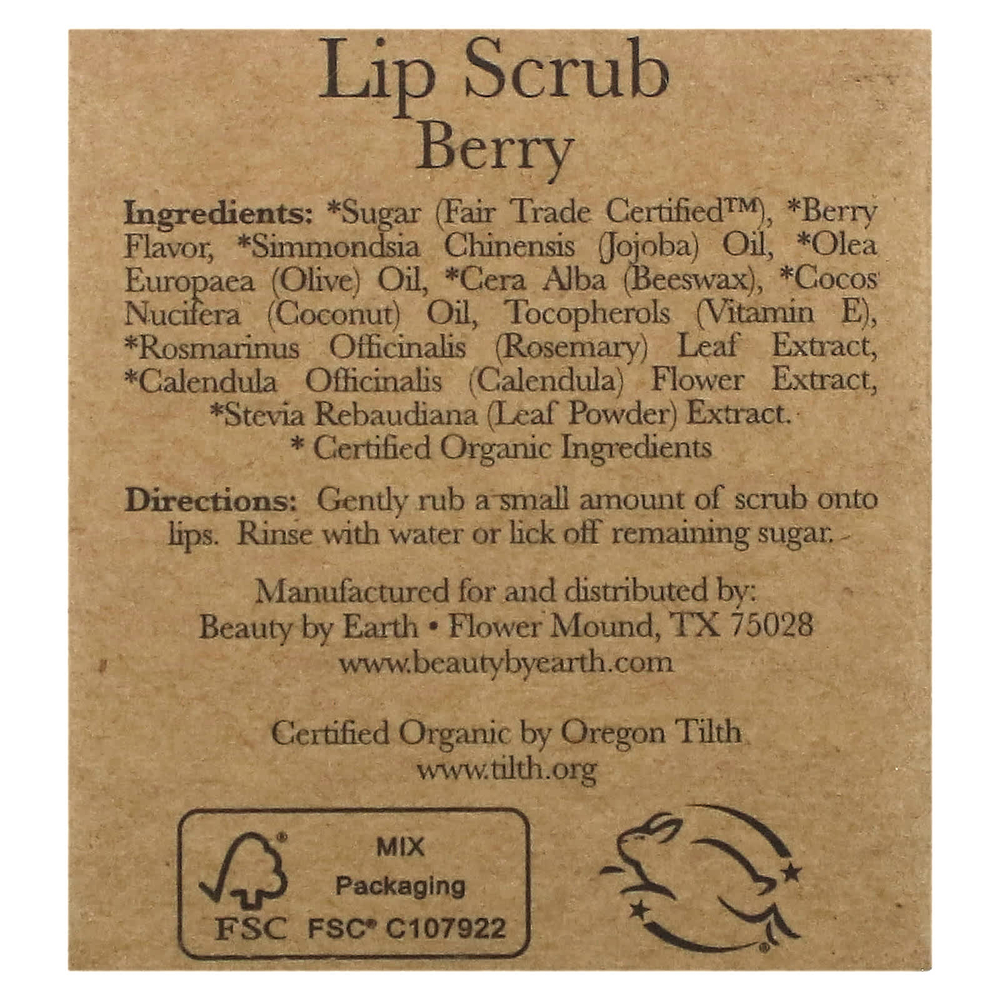 Beauty By Earth, Скраб для губ, ягодный, 20 г (0,7 унции)