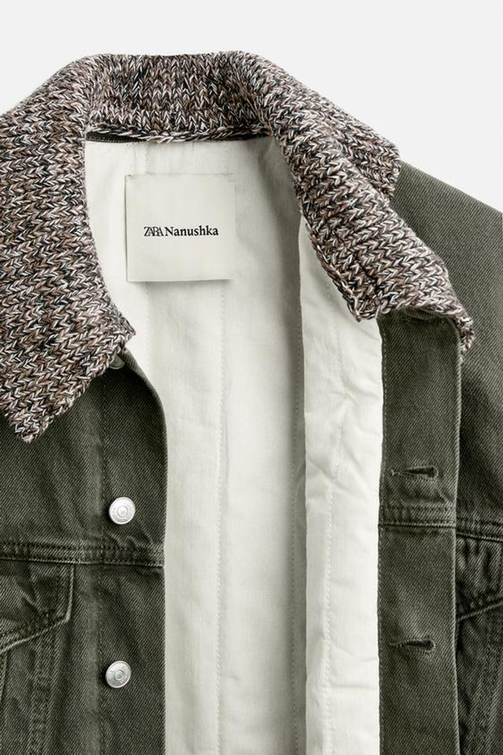 ZARA X NANUSHKA ДЖИНСОВАЯ КУРТКА, ТЕМНЫЙ ХАКИ