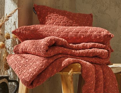 Покрывало EVEREST TERRACOTA теракотовый пике Blanc des Vosges 240x260 Терракотовый
