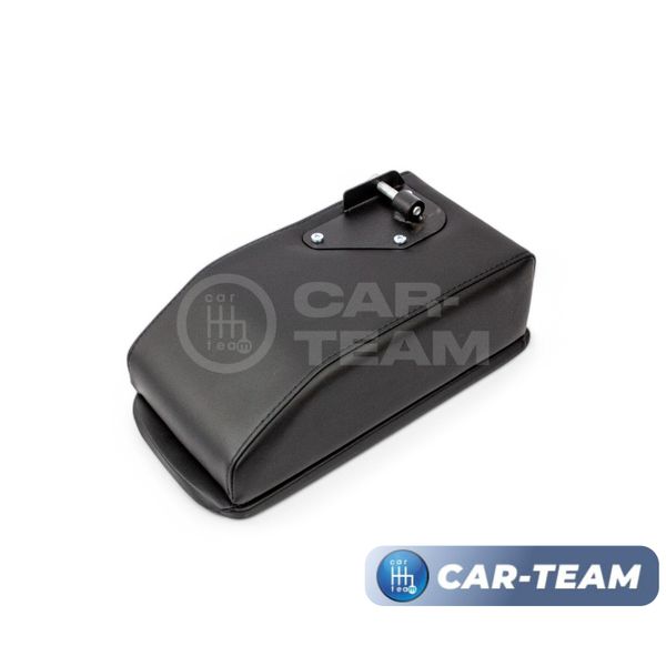 Подлокотник с боксом Лада X-Ray (без регулировки сиденья по высоте), Renault Logan 2, Sandero 2, Duster 2 (с регулировкой по высоте) из экокожи с узором - черный ромб, "Аламар"