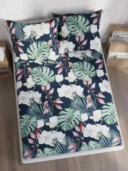 Постельное белье Полисатин Мечта "Цветочная феерия" 1,5-сп Наволочка 50х70 см 1 шт Простынь на резинке 90x200 смПододеяльник 145x215 см