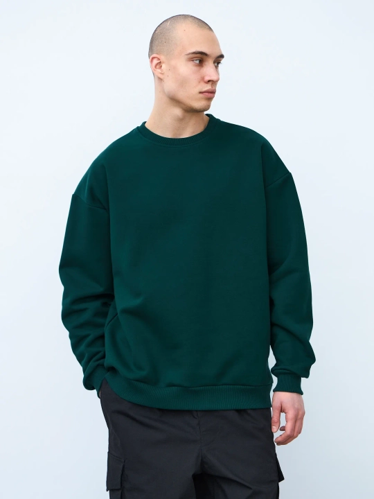 Свитшот оверсайз, без начеса (темно-зеленый)