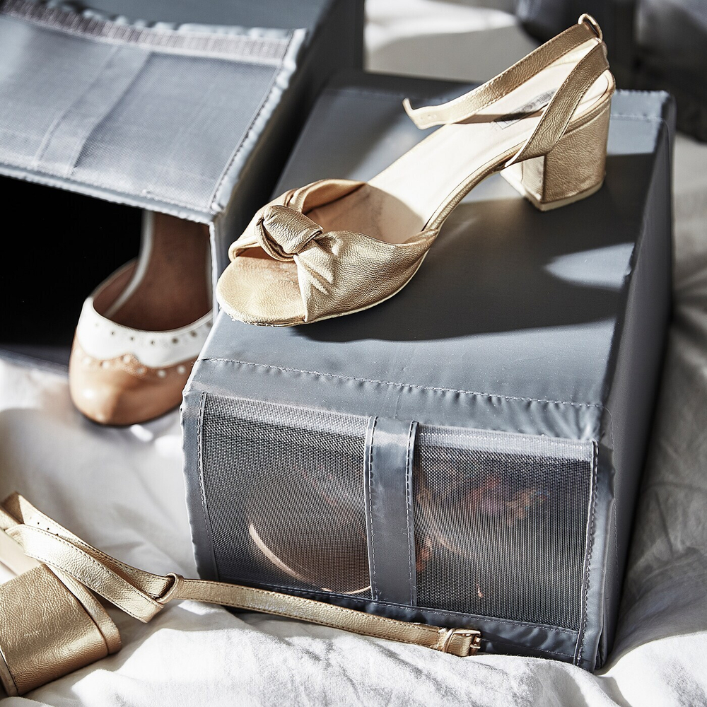 Набор коробок для обуви IKEA SKUBB (СКАББ), Полиэстер, Темно-серый, 22x34x16 см, 4 шт