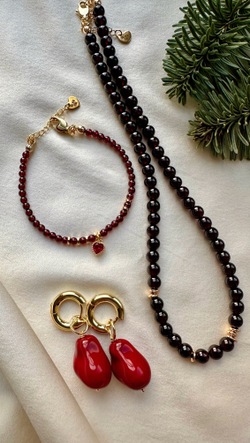 Браслет Гранатовое сердце с фианитом