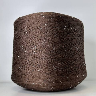 LINETTE PAILLETES - 80% лен, 20% п/а, микропайетки 2мм, ; 450м\100гр; цвет: «шоколад», пайетки серебро