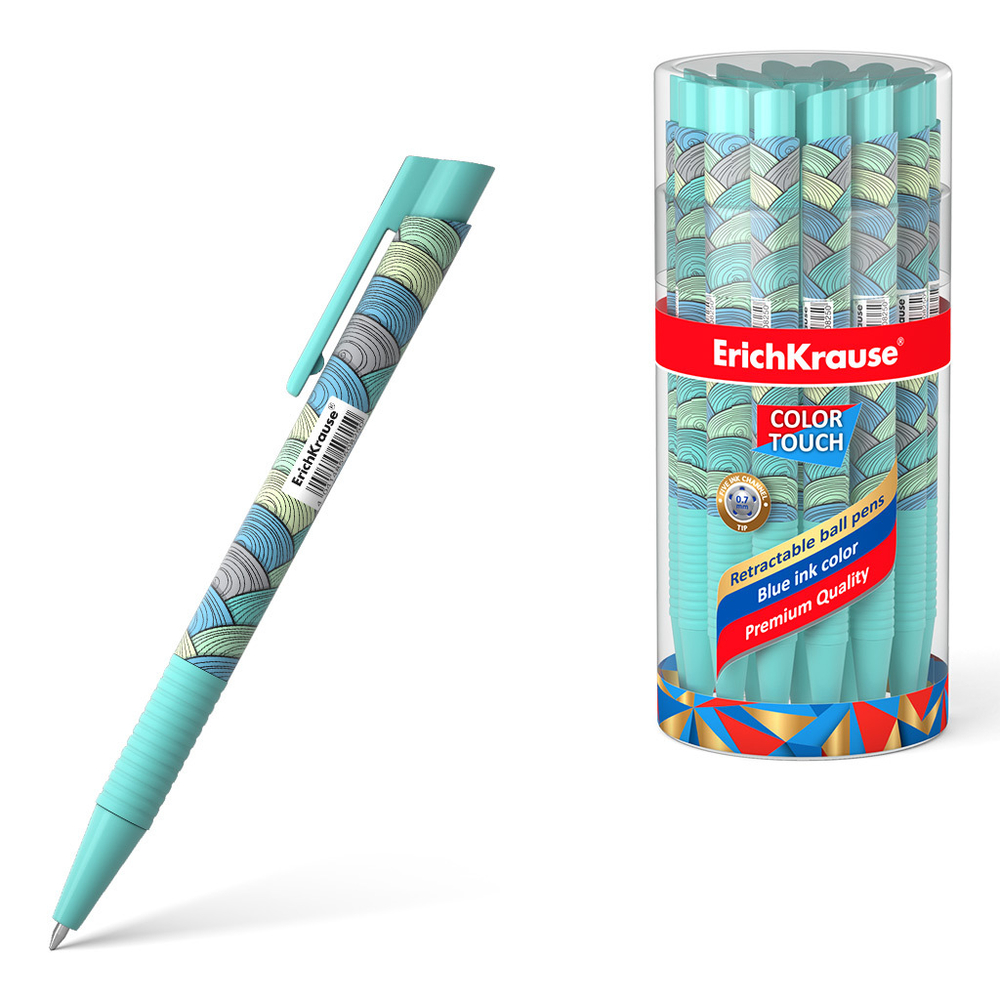 Ручка шариковая автоматическая ErichKrause "ColorTouch Emerald Wave", синяя, 0,7мм