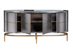 Комод округлый с дверцами 91x51x183см Garda Decor Futuro серебристый