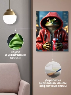 Модульная интерьерная картина на стену Лягушки фаст фуд