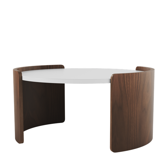 Столик Lagom D 65 см высота 32 см (белый, орех)